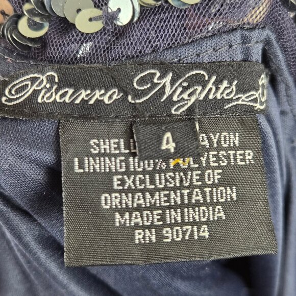 Pisarro Nightse Size 4 Slate Gray Sequin Dress Sleeveless Cowl Back Side Zip NWT - Picture 14 of 16
